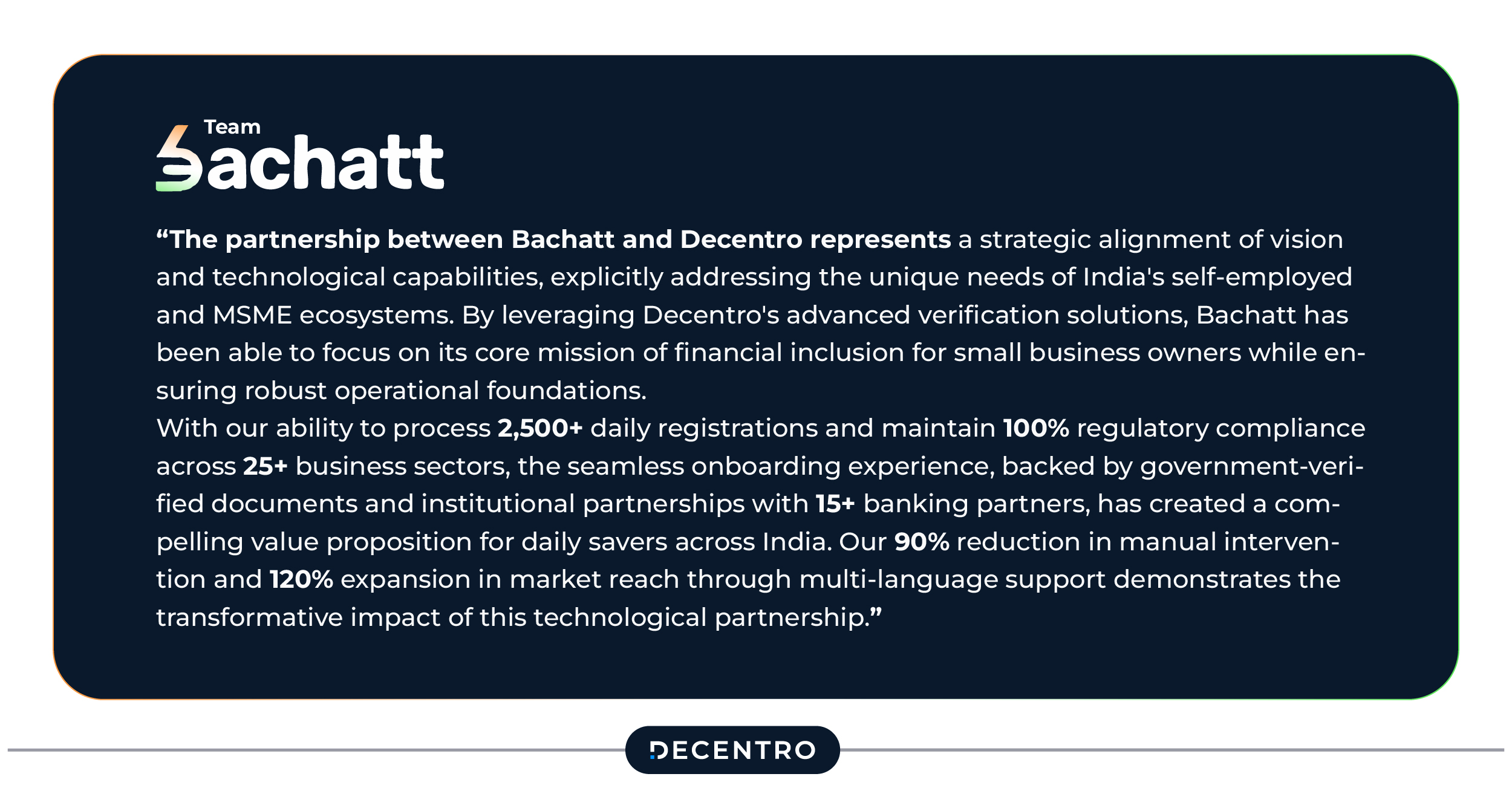 Testimonial from Bachatt Team