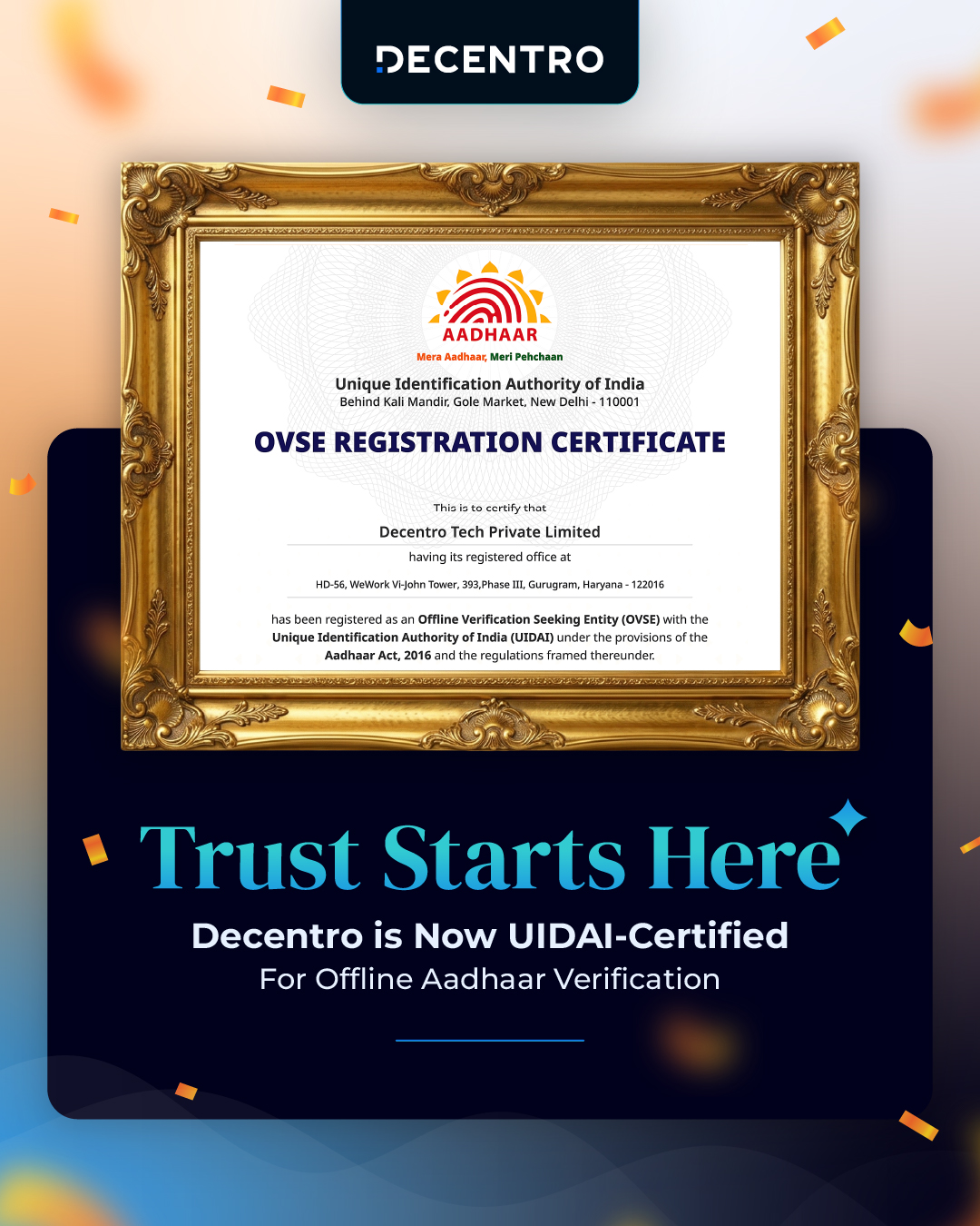 Decentro's OVSE license