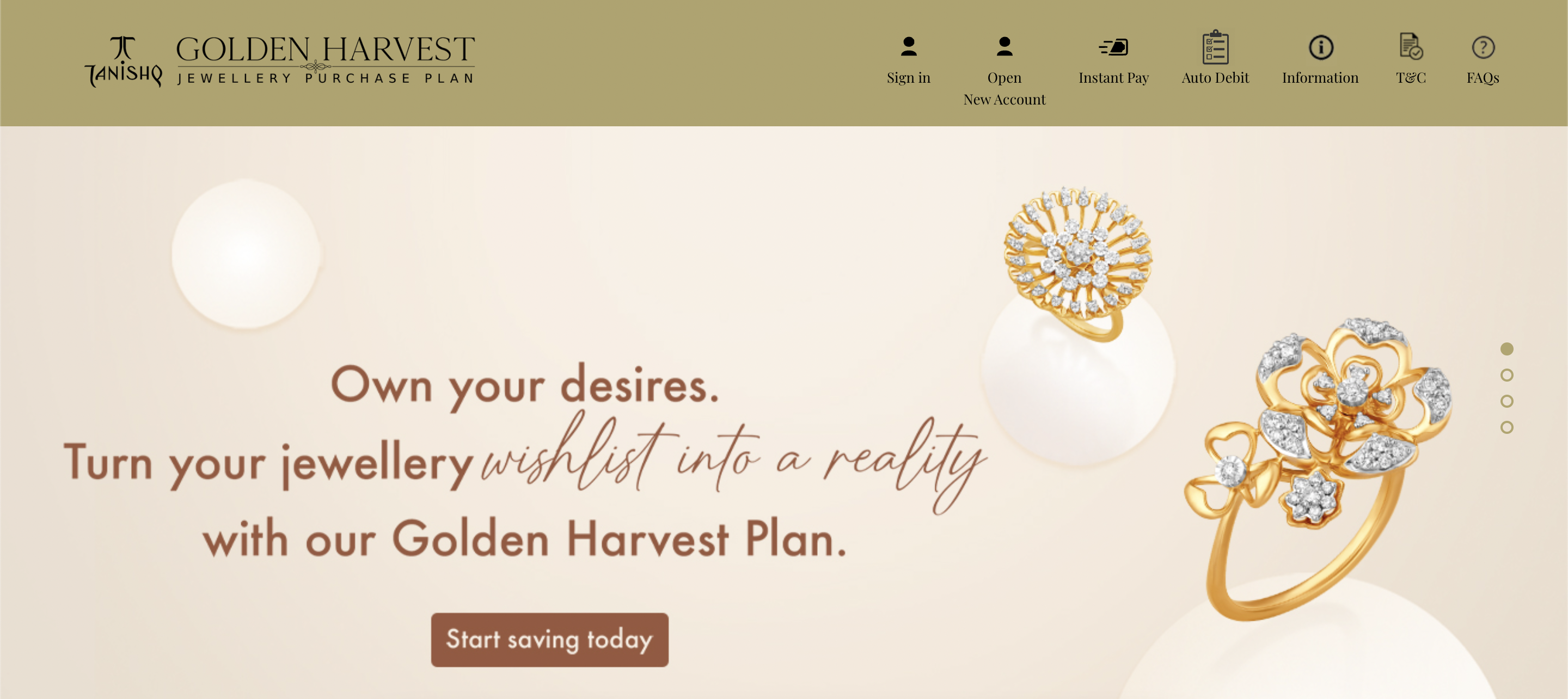 screenshot of Tanishq Golden Harvest webpage