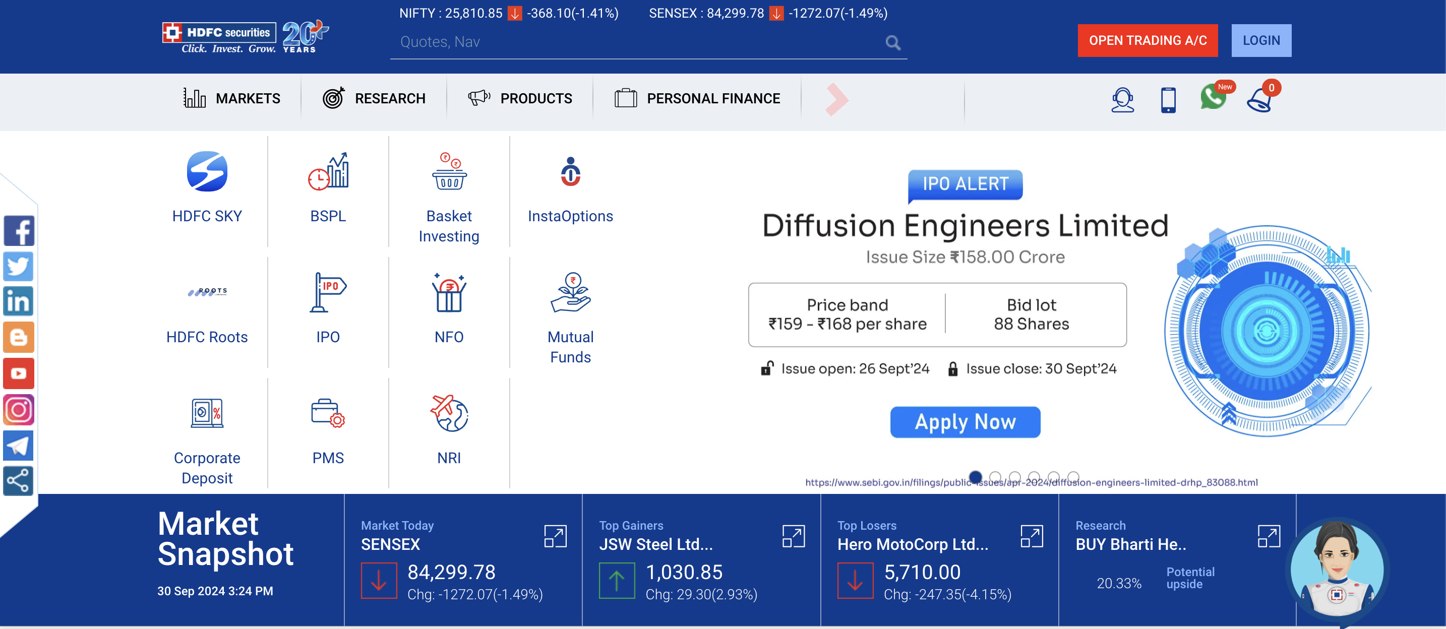 HDFC Securities website