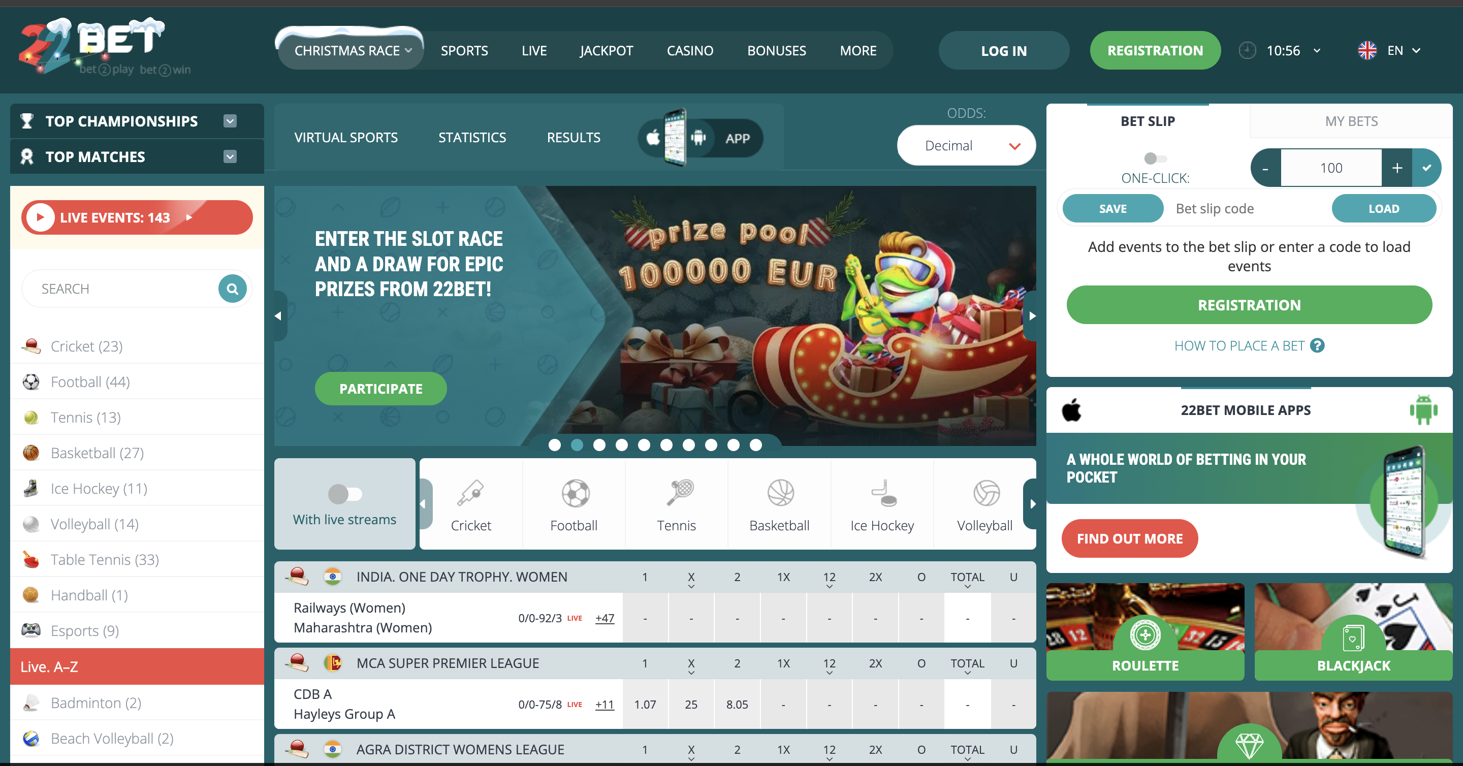 22Bet website