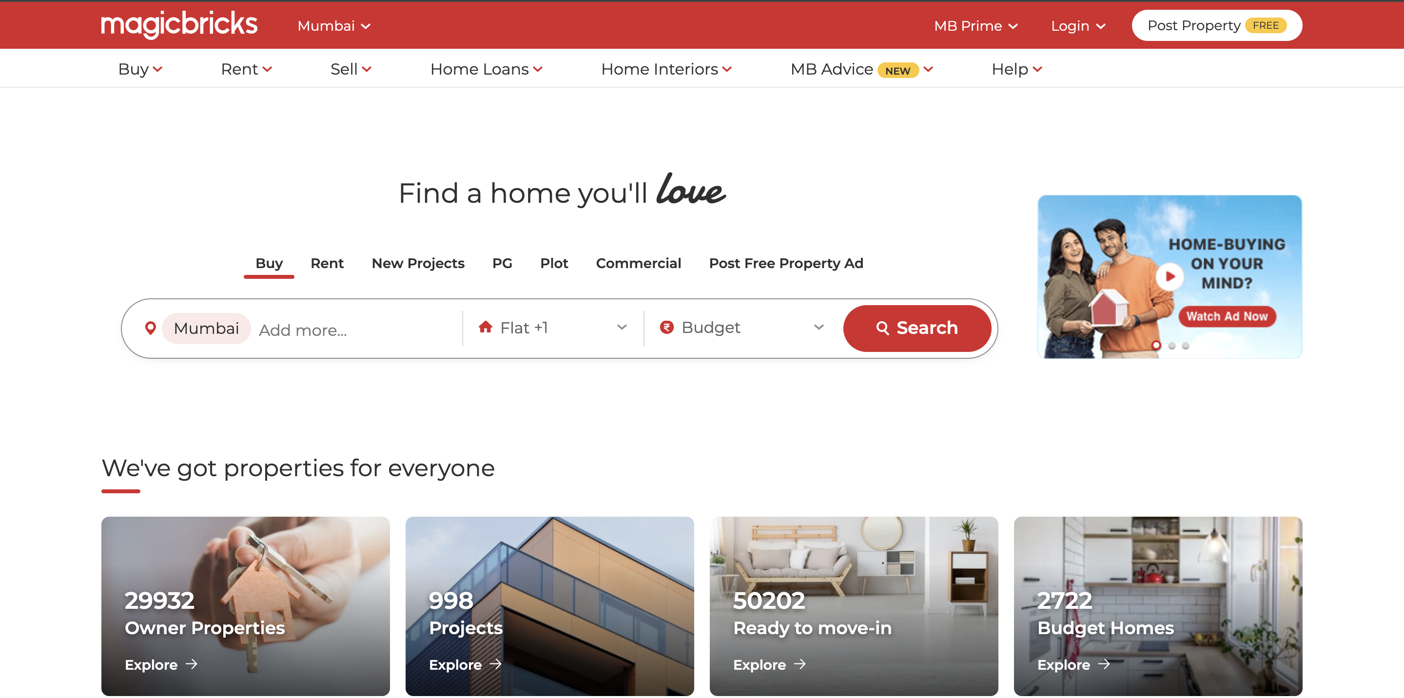 MagicBricks website