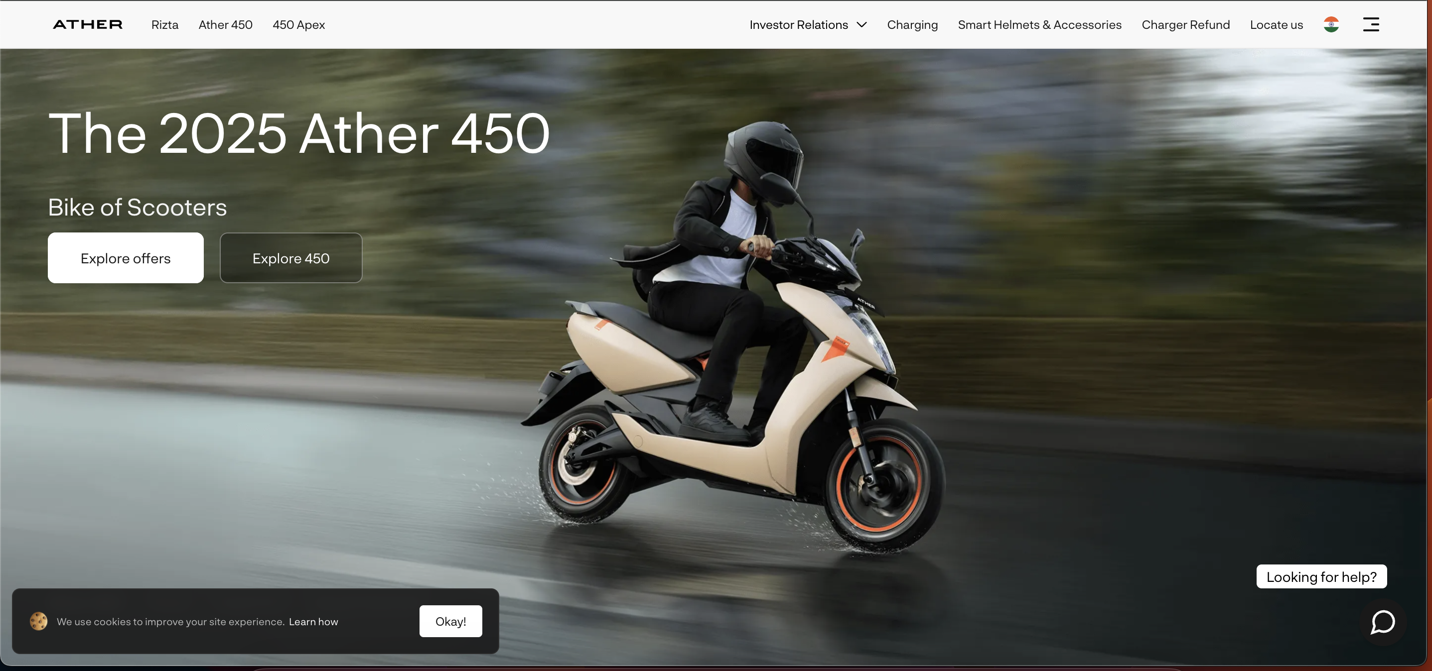Ather Energy (Premium Urban Commuter EVs) website