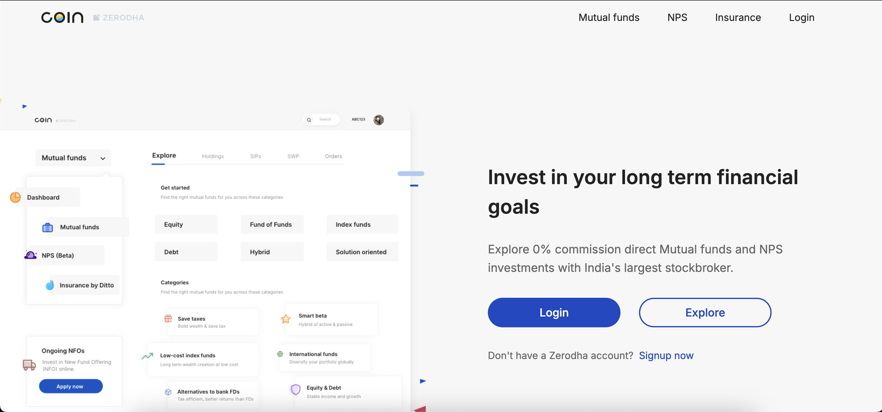 Zerodha Coin website