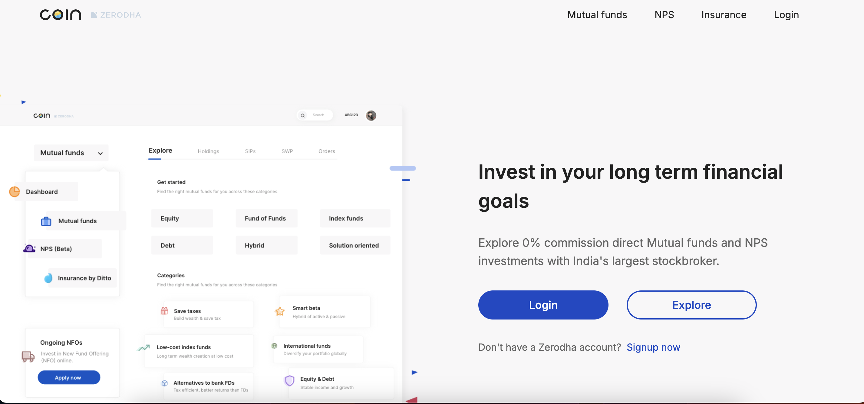 Zerodha Coin website