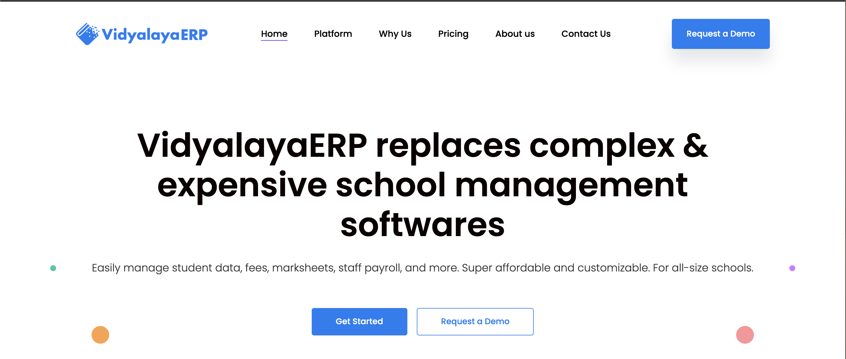 Vidyalaya School ERP website