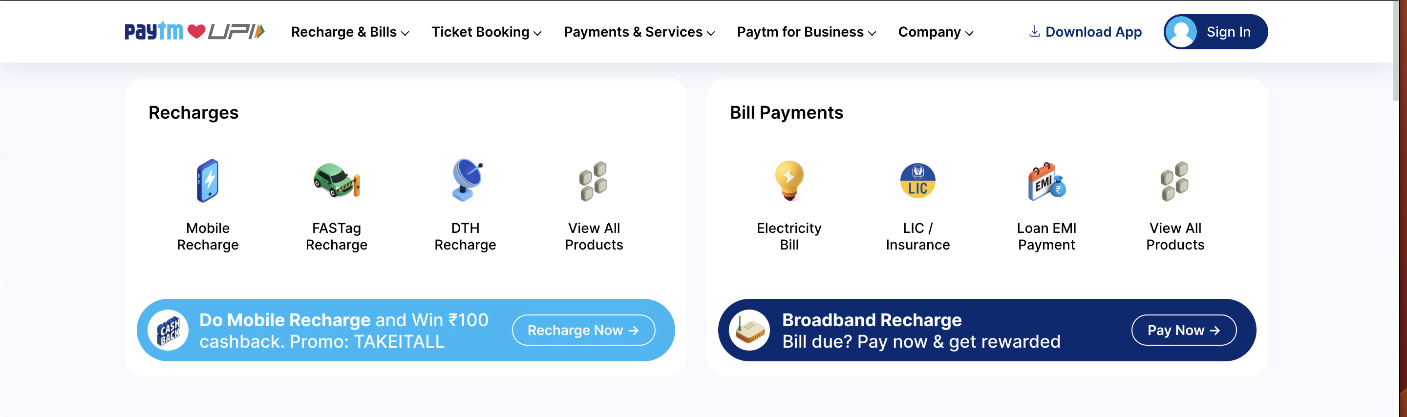 Paytm website
