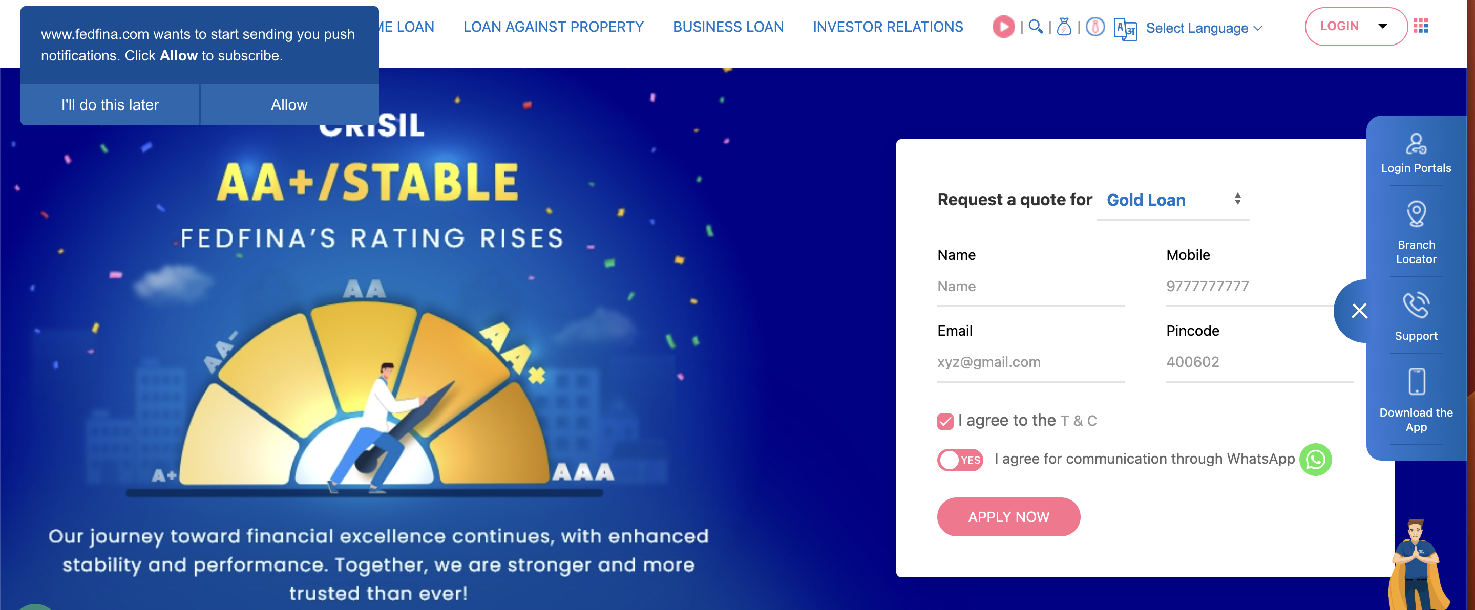 Fedfina website