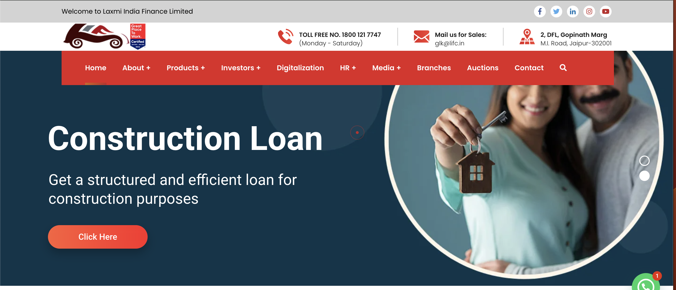 Laxmi India Finance website