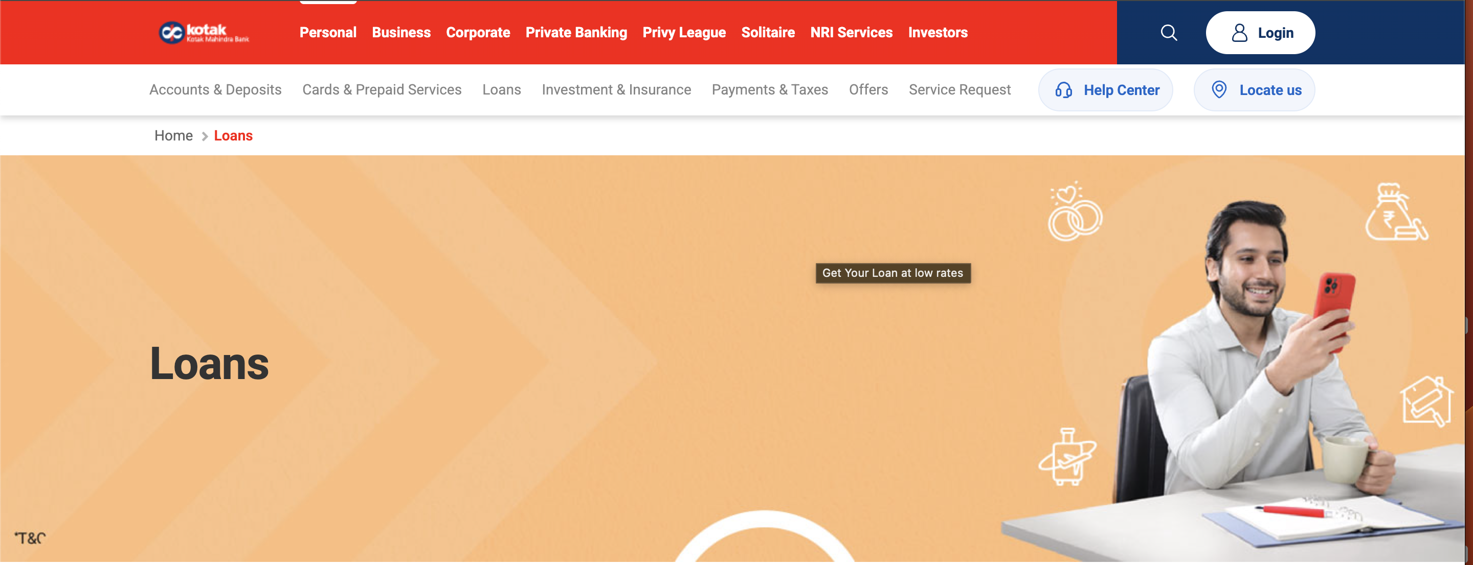 Kotak Mahindra Bank (Personal Loans) website