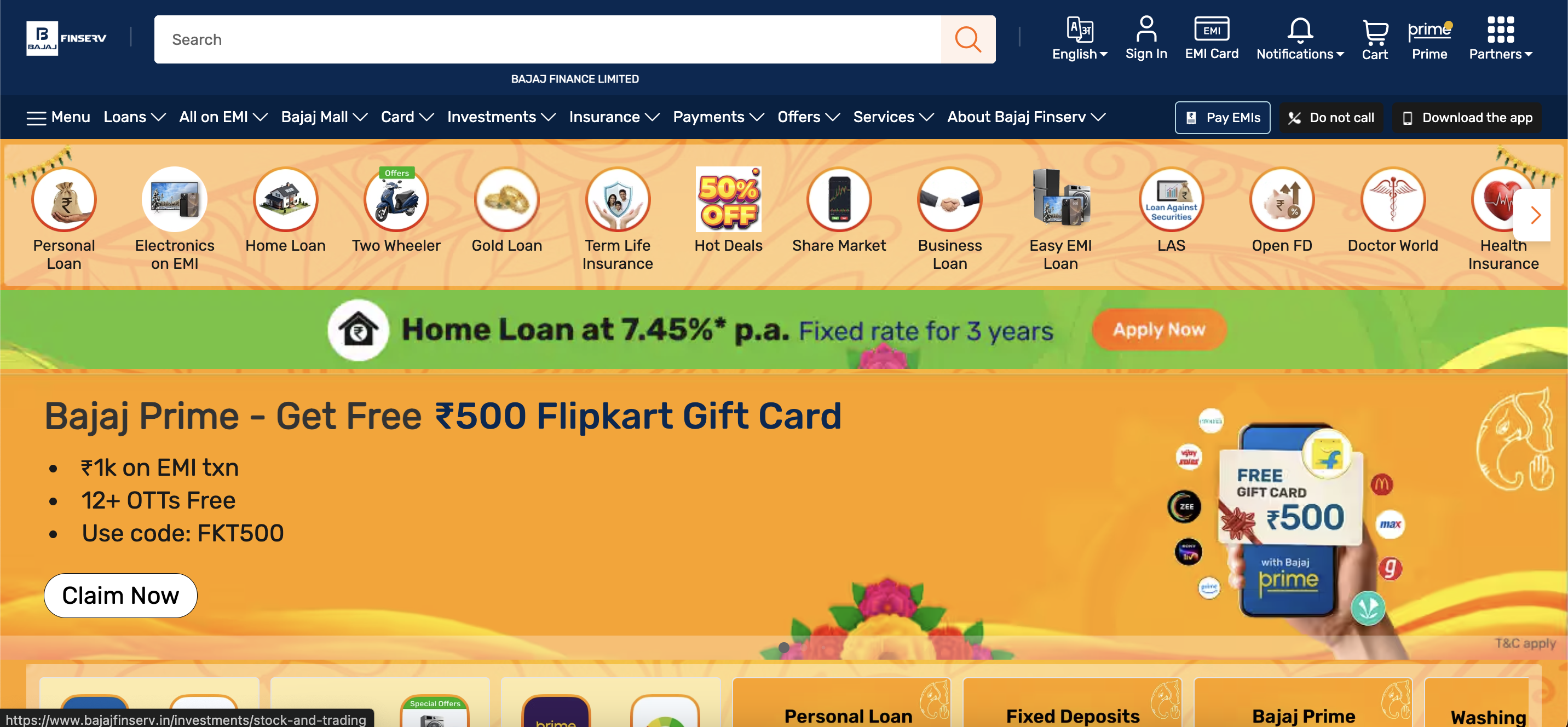Bajaj Finserv website