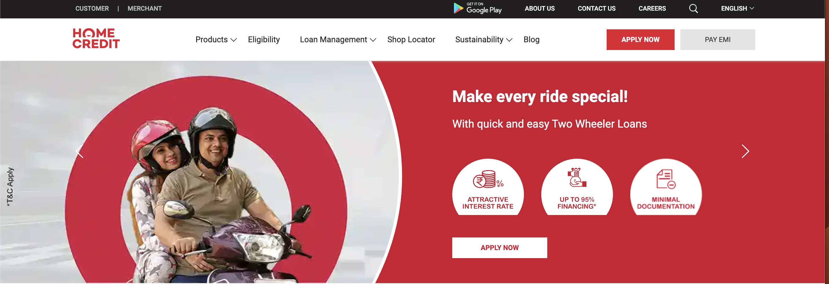 Home Credit India website
