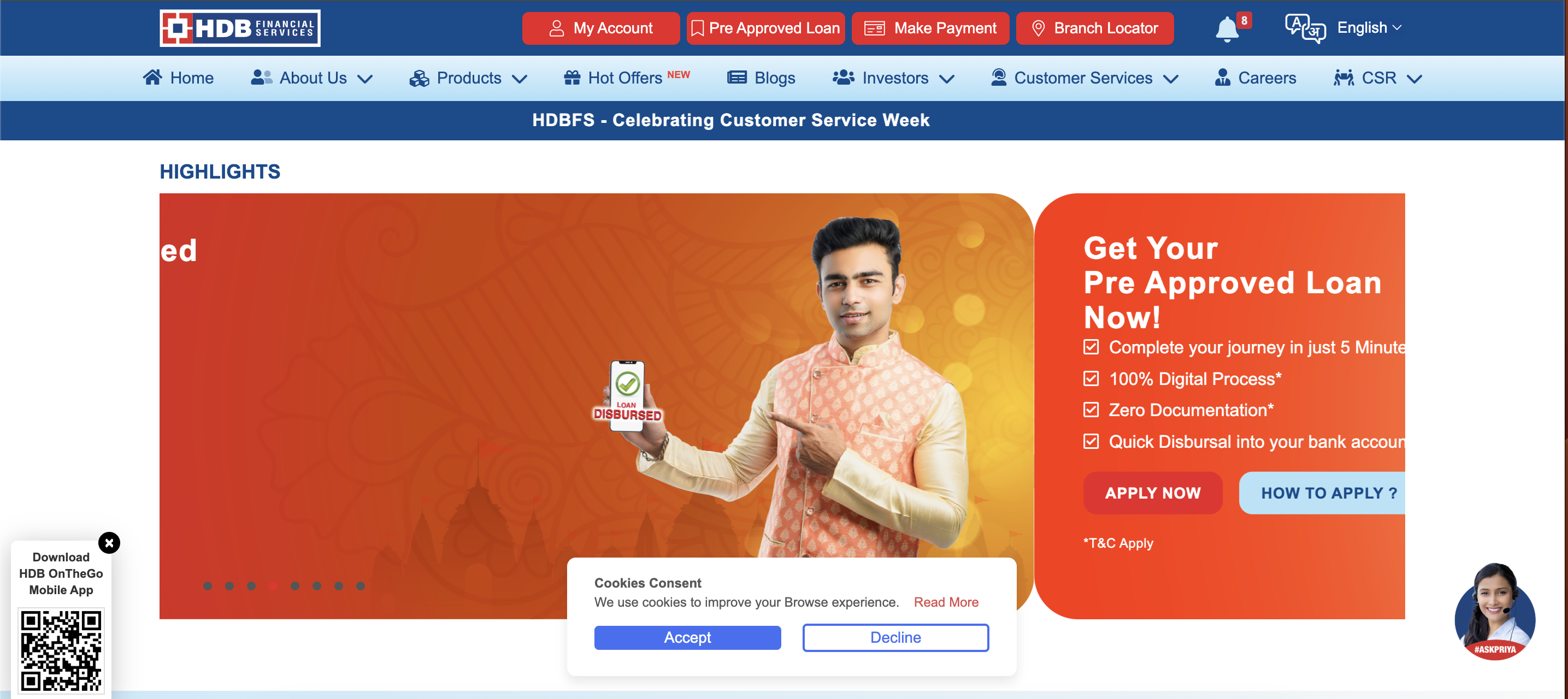 HDB Financial Services website