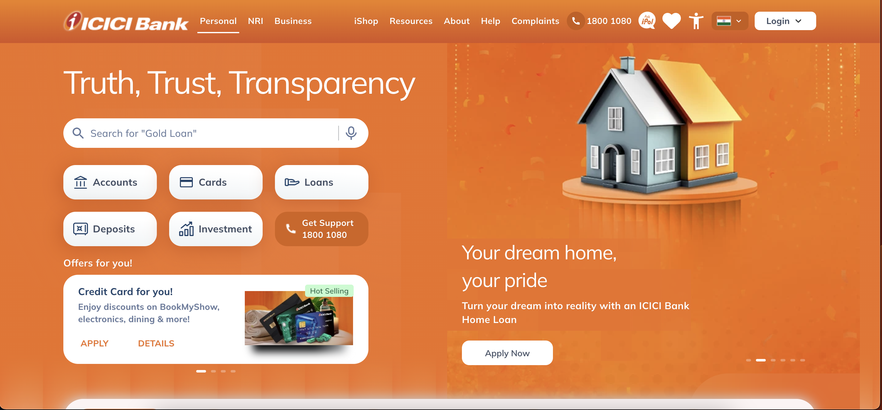 ICICI Bank website