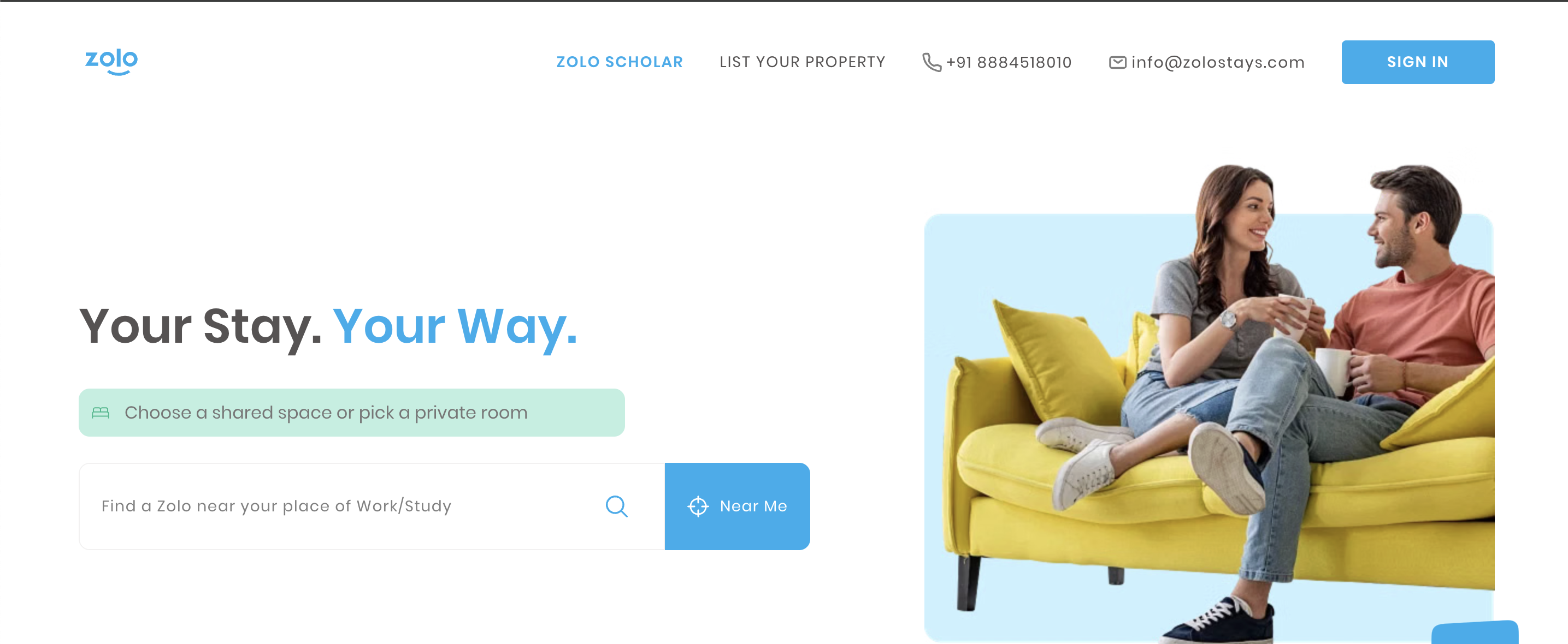 Zolo Stays (Zolostays) website