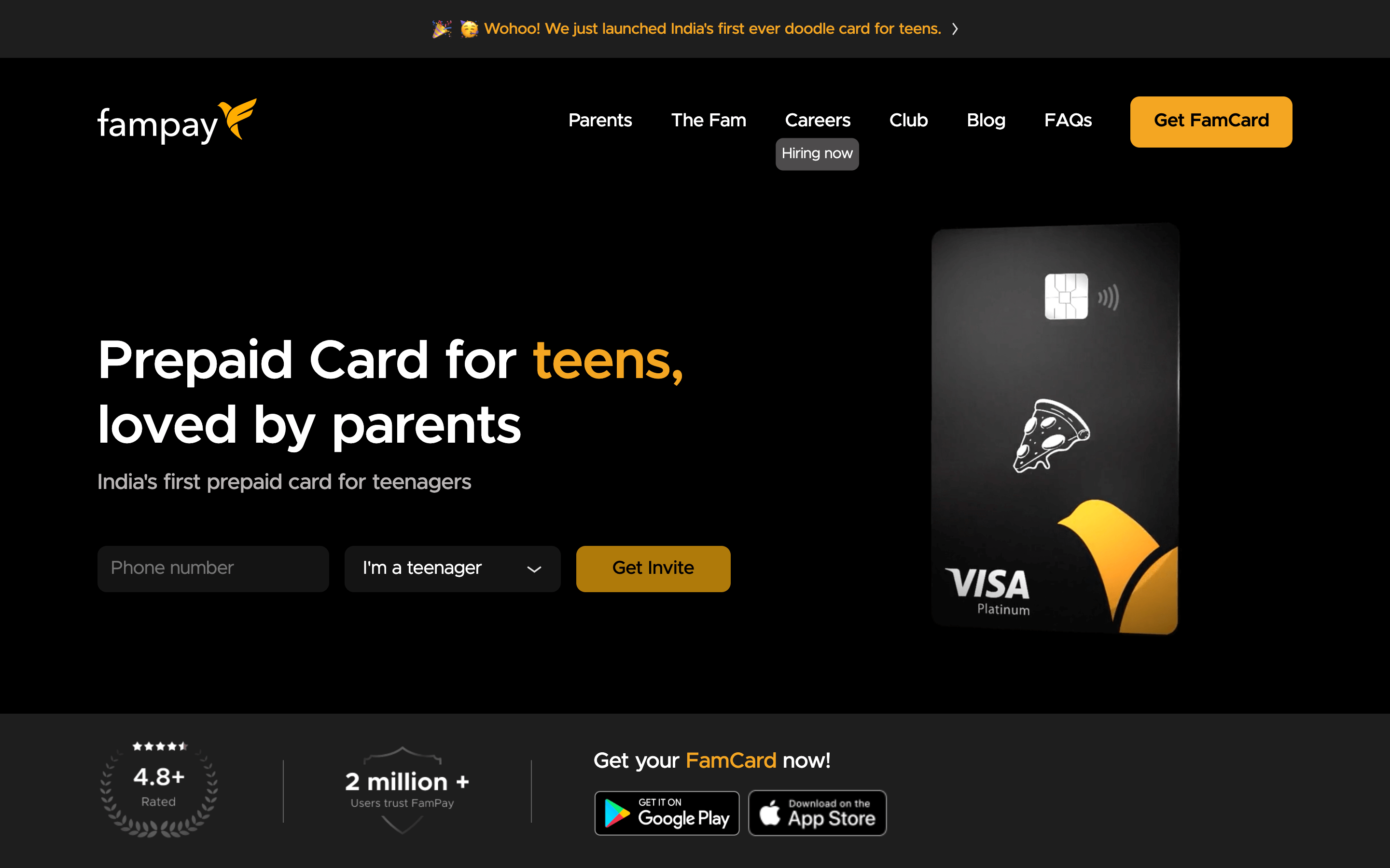 FamPay is India's 1st neobanking app for teens.