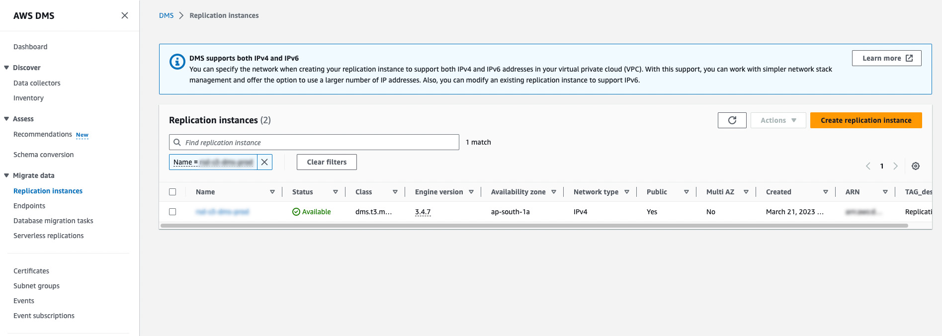 creating replication of instance