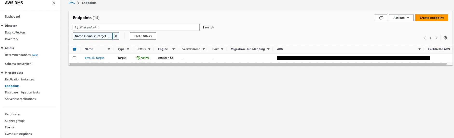 creating target end point