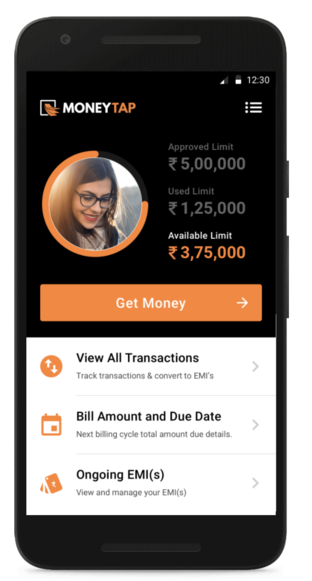 An image that shows how MoneyTap App works to provide credit to users.